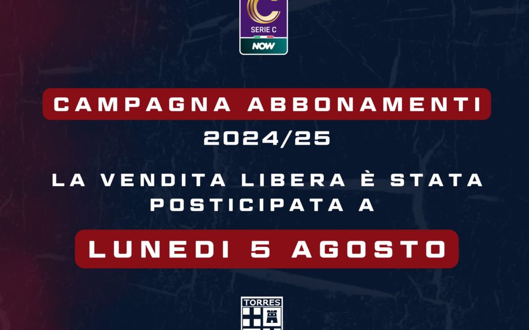 Campagna abbonamenti Torres 24-25: si parte il 5 agosto