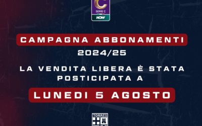 Campagna abbonamenti Torres 24-25: si parte il 5 agosto